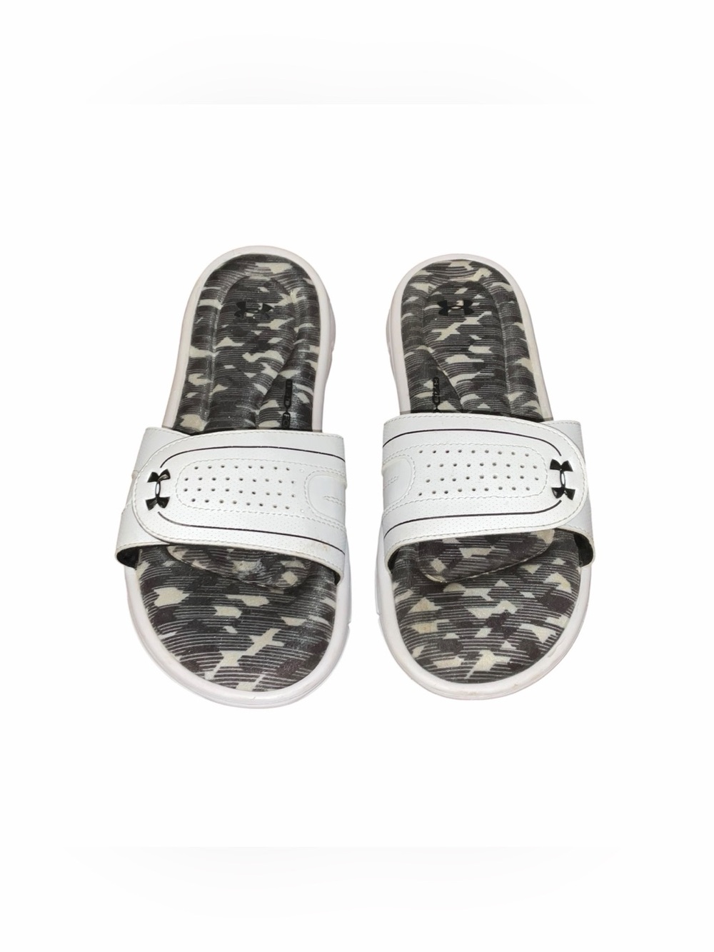 Under Armour Women’s Slides White Camo Adjustable Strap Sandals Size 8